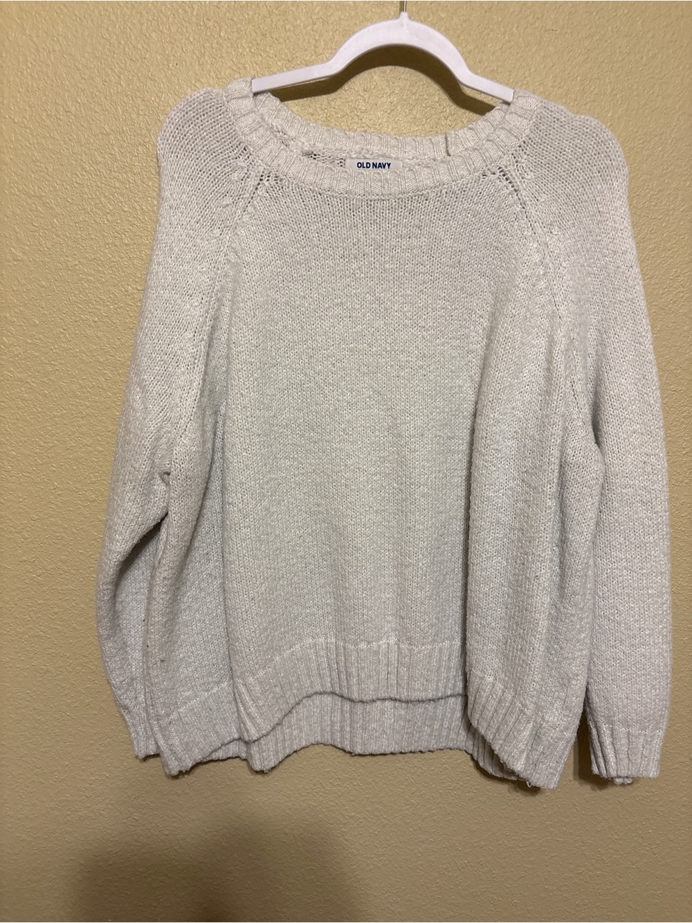 Old Navy Cream/White Knit Women's Sweater - Cozy Crewneck
